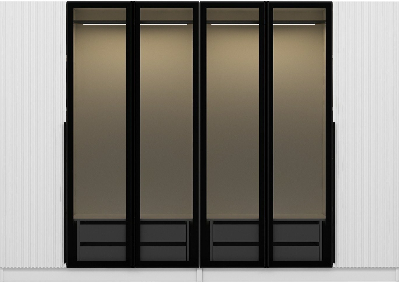 Cikani Kleiderschrank mit Spiegelt�ren 225x52x210 cm - Wei�