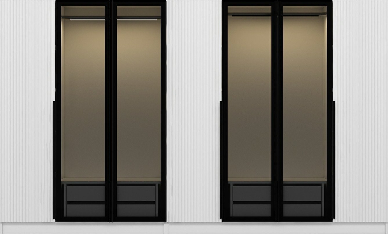 Cikani Kleiderschrank mit Spiegelt�ren, 315x52x210 cm - Wei�