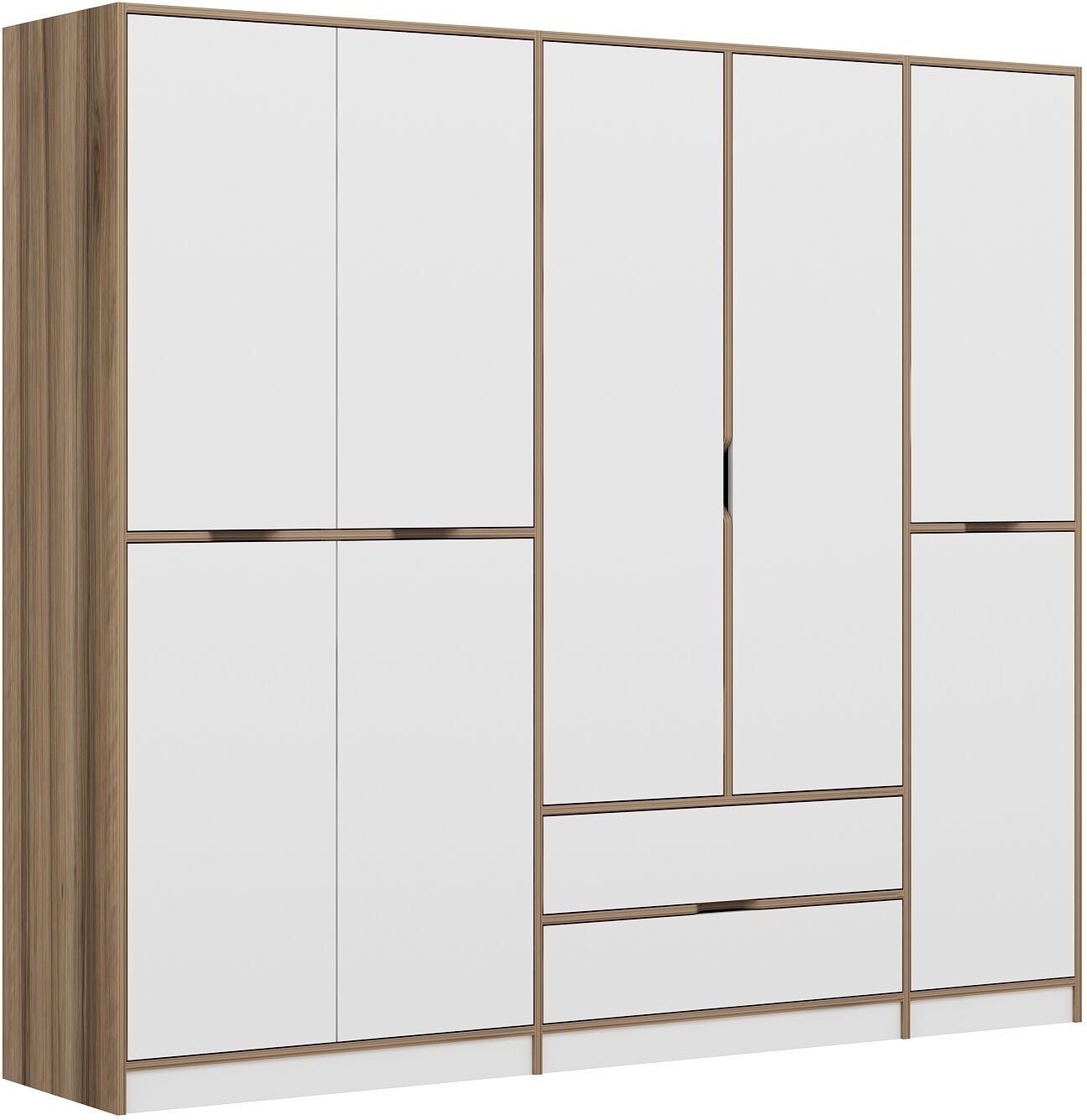 Elina Kleiderschrank 232 x 52 x 208 cm - Wei�/Braun