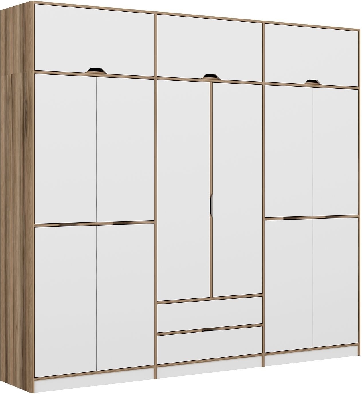 Elina Kleiderschrank 277 x 52 x 253 cm - Wei�/Braun