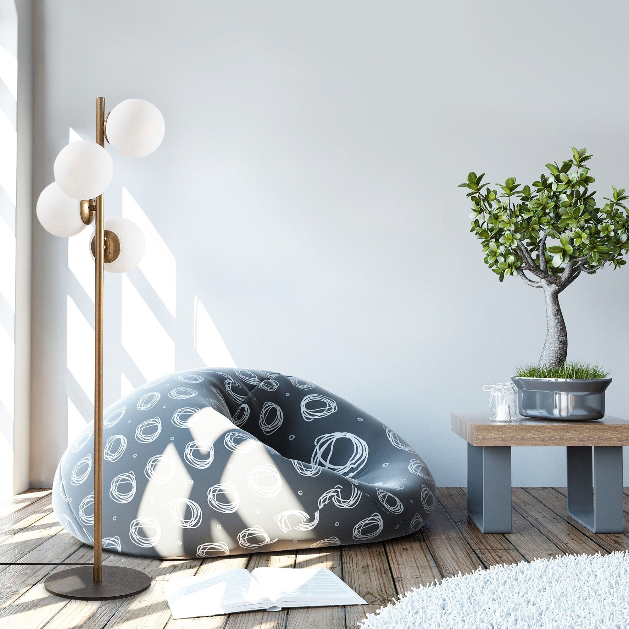 Fas Stehlampe opal - Gold