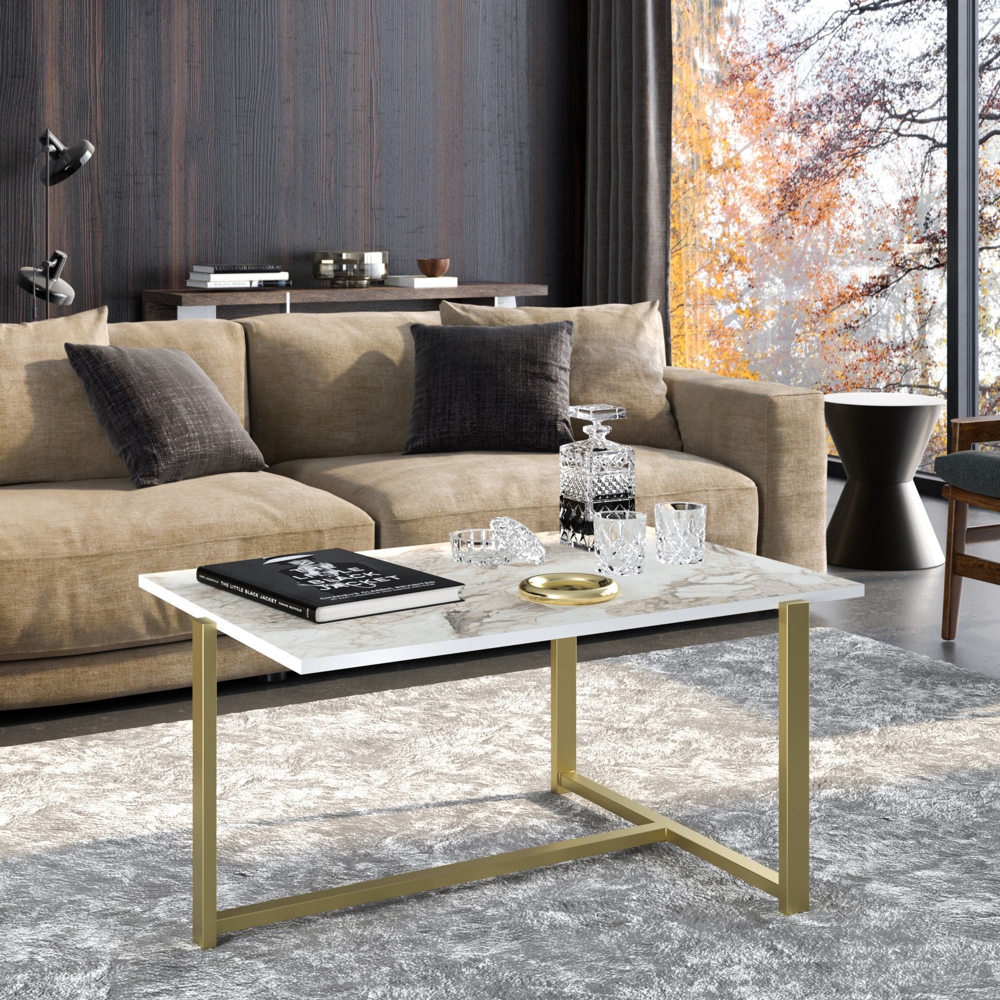 Merida Couchtisch 92 x 64 cm - Gold/Wei�