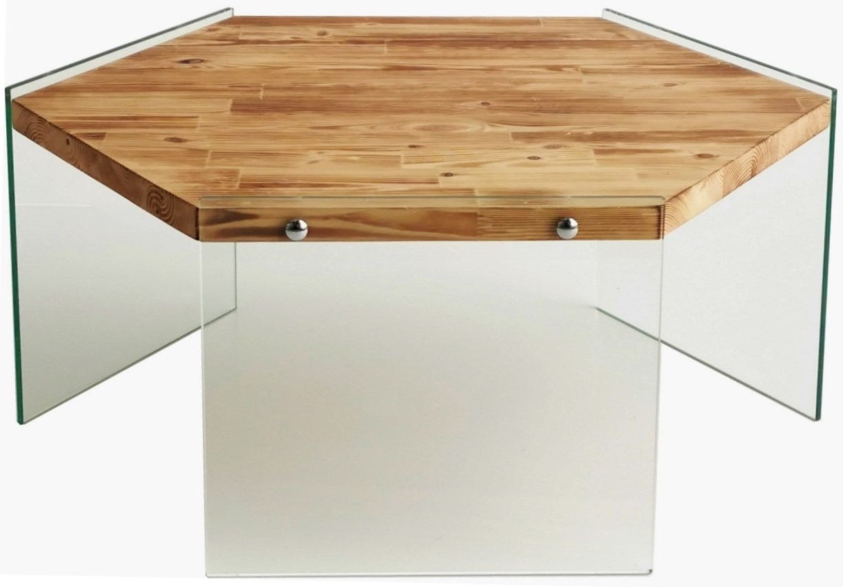 Sechseckiger Couchtisch 80 x 70 cm - Eiche