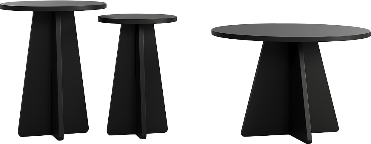Pilz-Trio-Couchtisch-Set Ø60/40/30 cm - Schwarz Pilz-Trio-Couchtisch-Set Ø60/40/30 cm - Schwarz