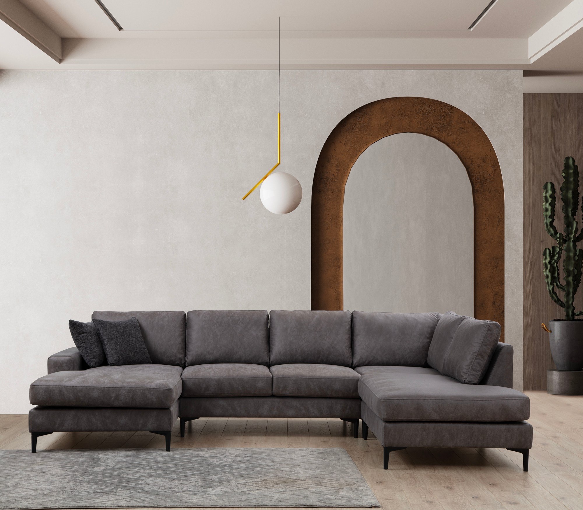Braga U-Sofa rechts - Anthrazit