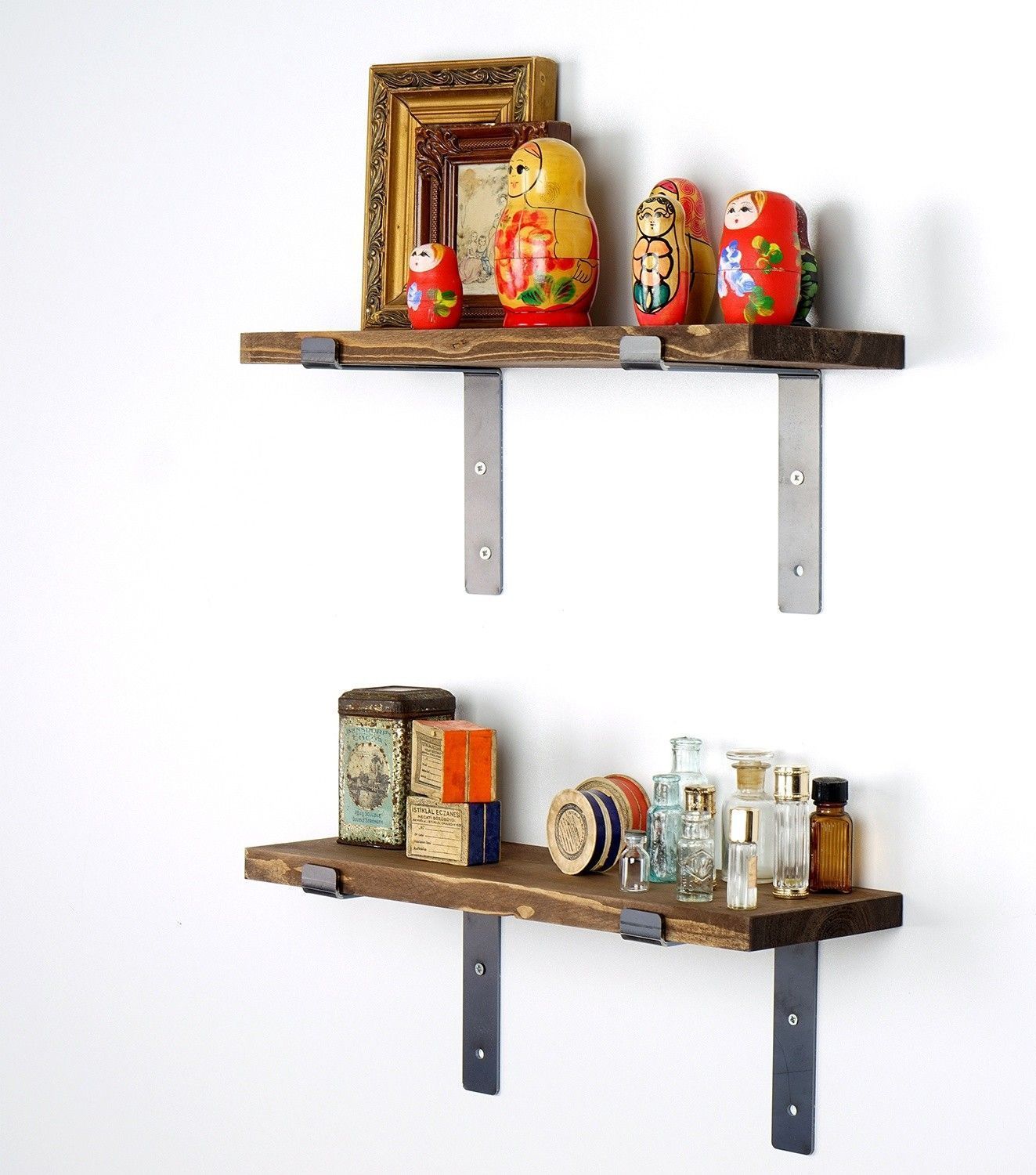 Lamba Wandregal 3 - Schwarz/Walnuss