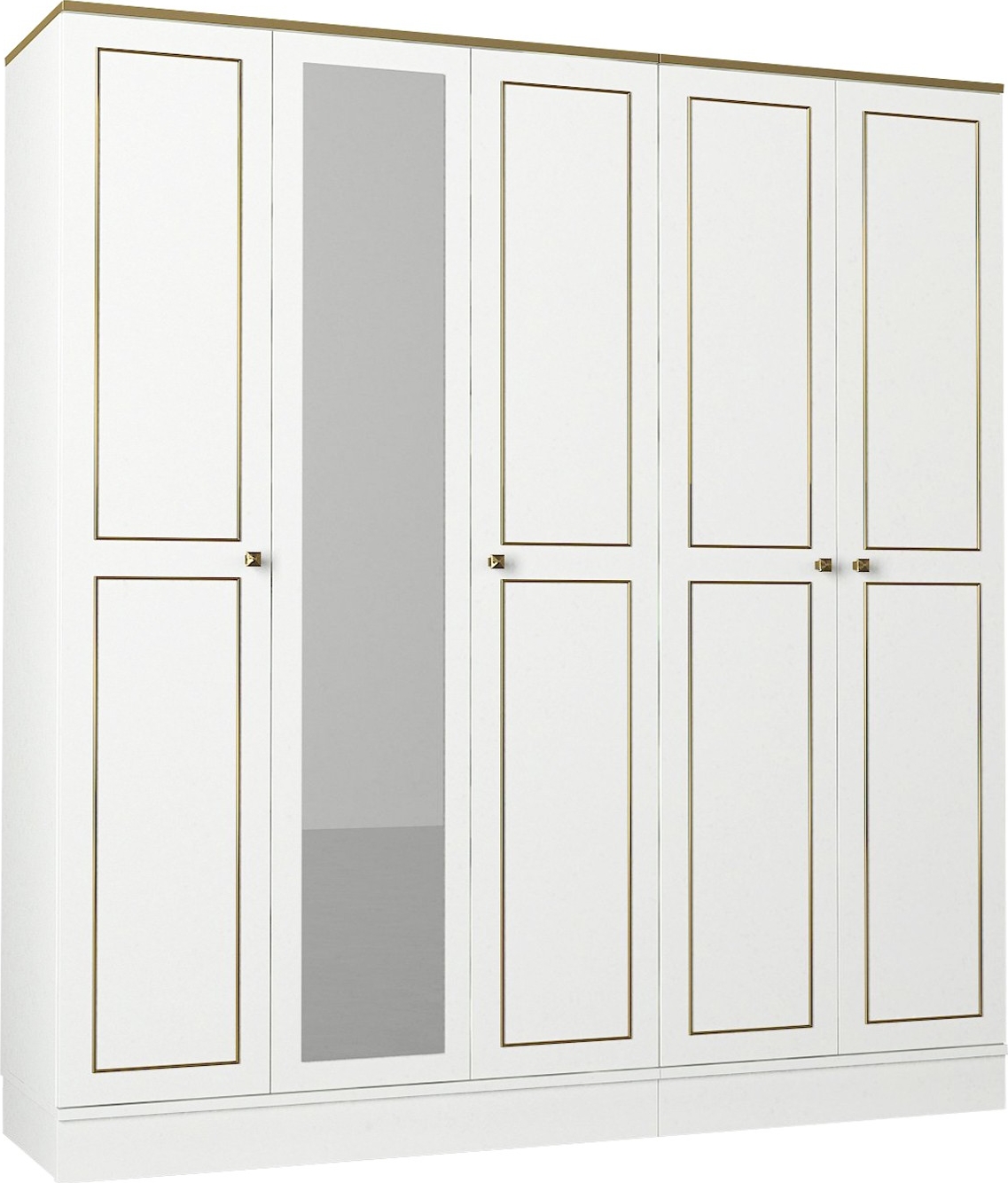 Ravenna 5 Kleiderschrank - Wei�/Gold