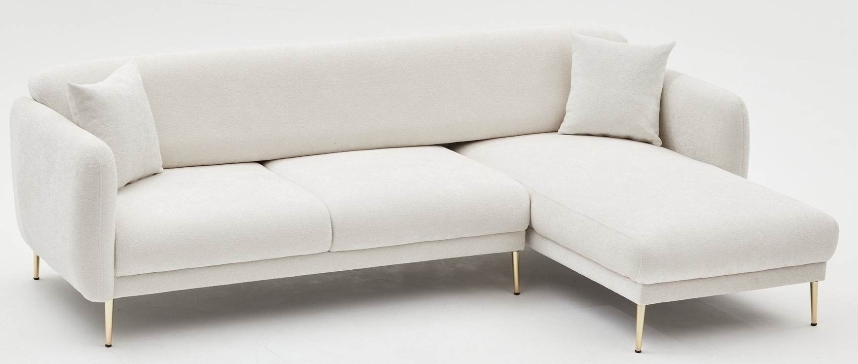 Simena Diwansofa rechts - Cremewei�/Gold