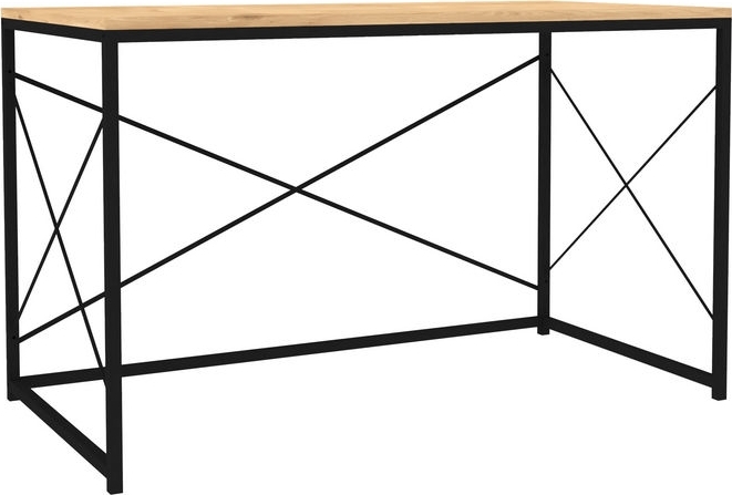 Arbeitstisch 121x60 cm - Eiche Saphir/schwarz