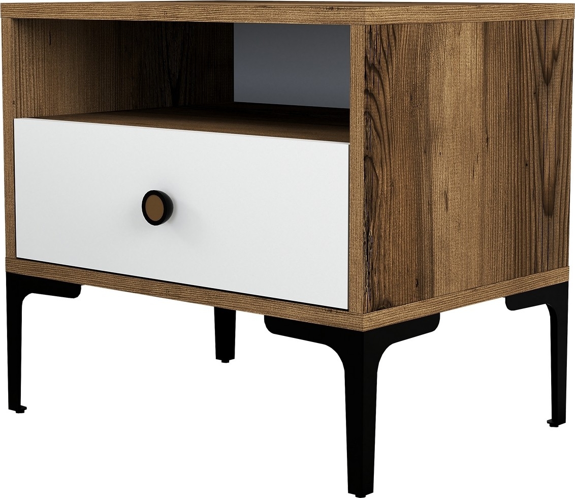 Lisbon Nachttisch - Nussbaum/weiß Lisbon Nachttisch - Nussbaum/weiß