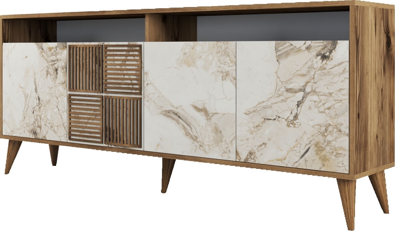 Milan Sideboard 180 cm - Nussbaum/weißer Marmor Milan Sideboard 180 cm - Nussbaum/weißer Marmor