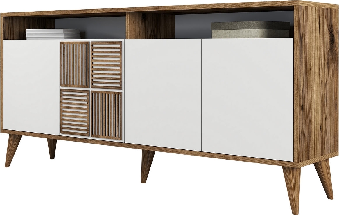 Milan Sideboard 160 cm - Nussbaum/wei�
