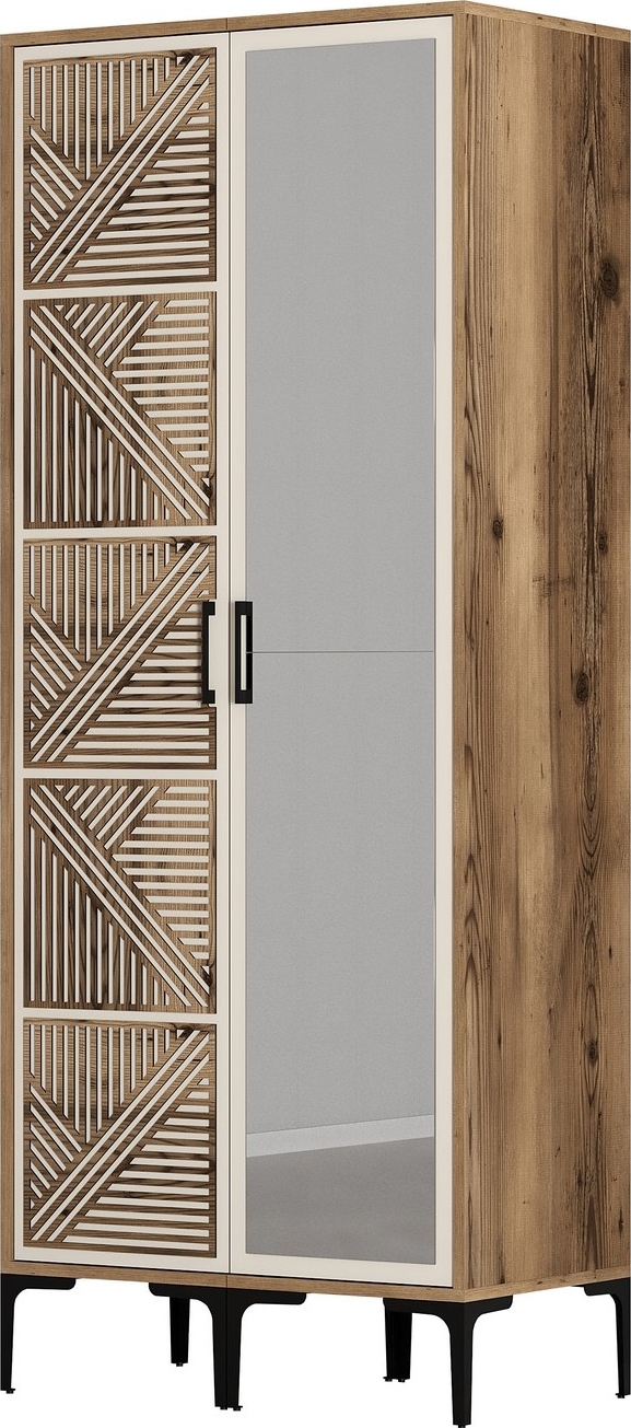 Kumsal Kleiderschrank 1 Walnuss/Creme