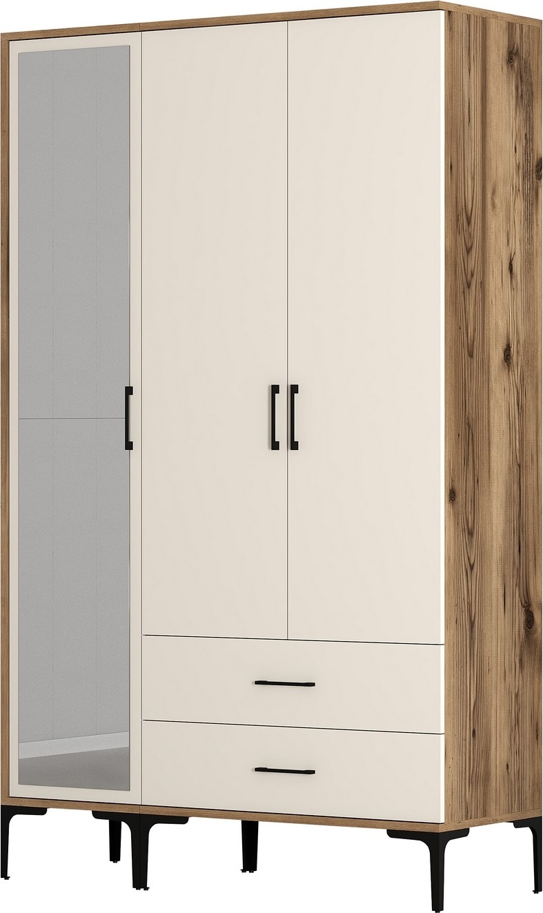 Kumsal Kleiderschrank 8 Walnuss/Creme