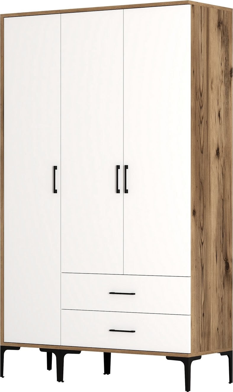 Kumsal Kleiderschrank 9 Walnuss/Wei�