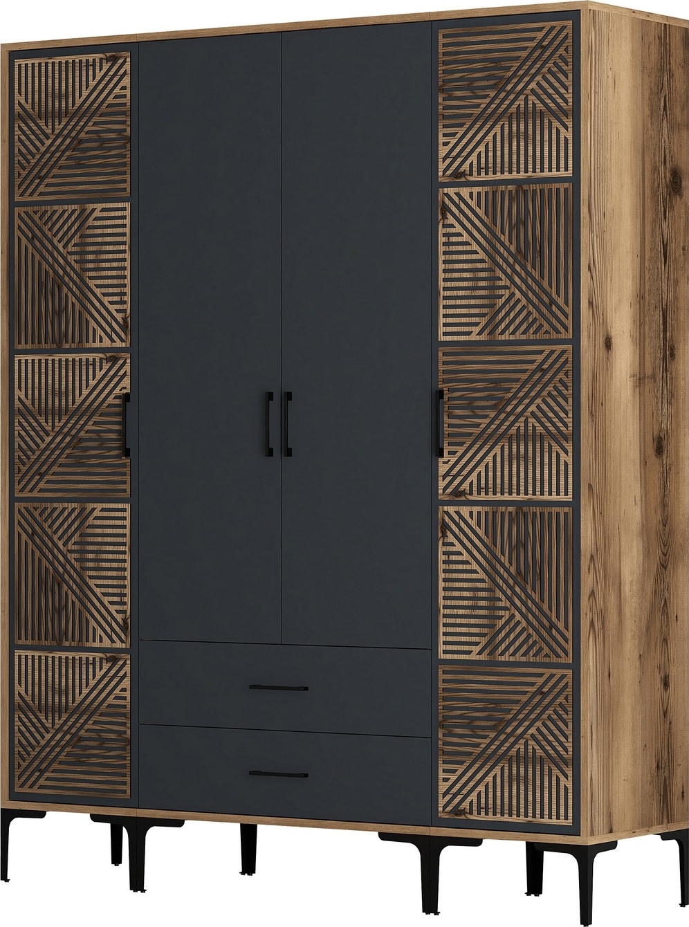 Kumsal Kleiderschrank 11 Walnuss/Anthrazit