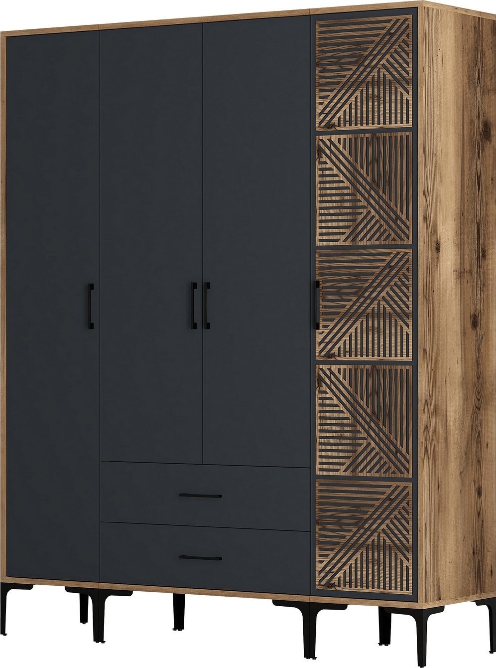 Kumsal Kleiderschrank 15 Walnuss/Anthrazit