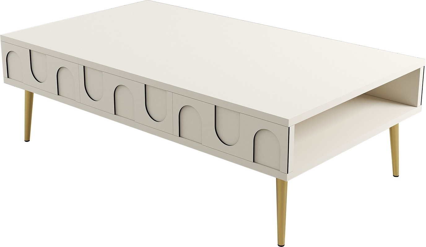 Lyon Couchtisch 105 x 60 cm - Creme/Gold