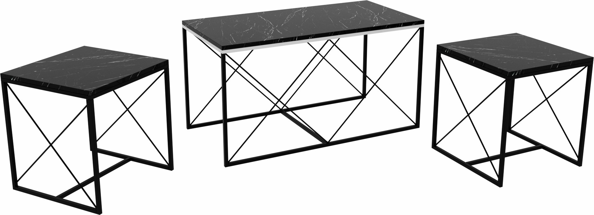 Ravina Couchtisch 45/100 x 45/50 cm - Schwarz