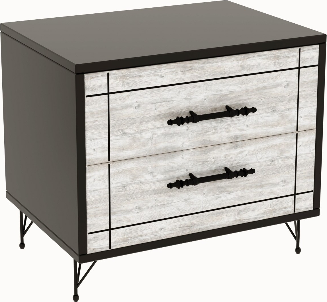 Nachttisch - Grau/Schwarz