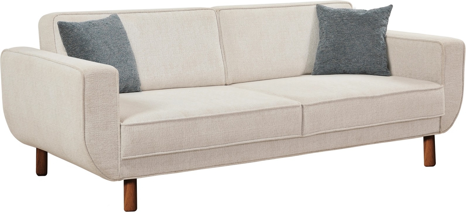 Berjer 3-Sitzer-Schlafsofa - Creme/Walnuss