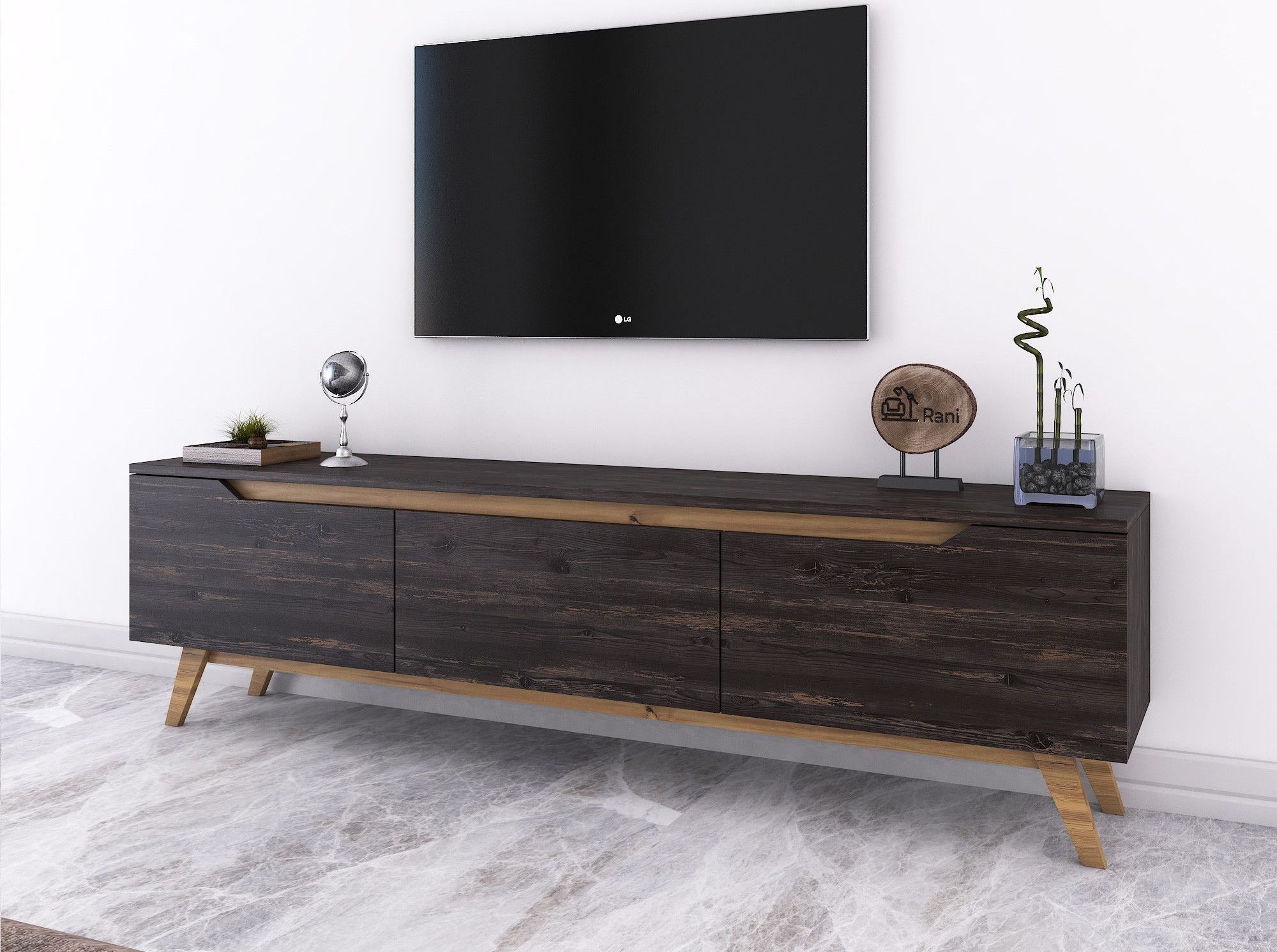 Duno Medienbank - Schwarz/Walnuss Duno Medienbank - Schwarz/Walnuss