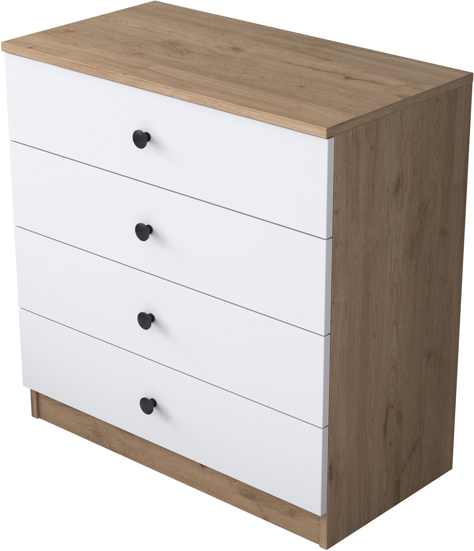 Mendy Kommode B: 80 cm - Walnuss/Wei�