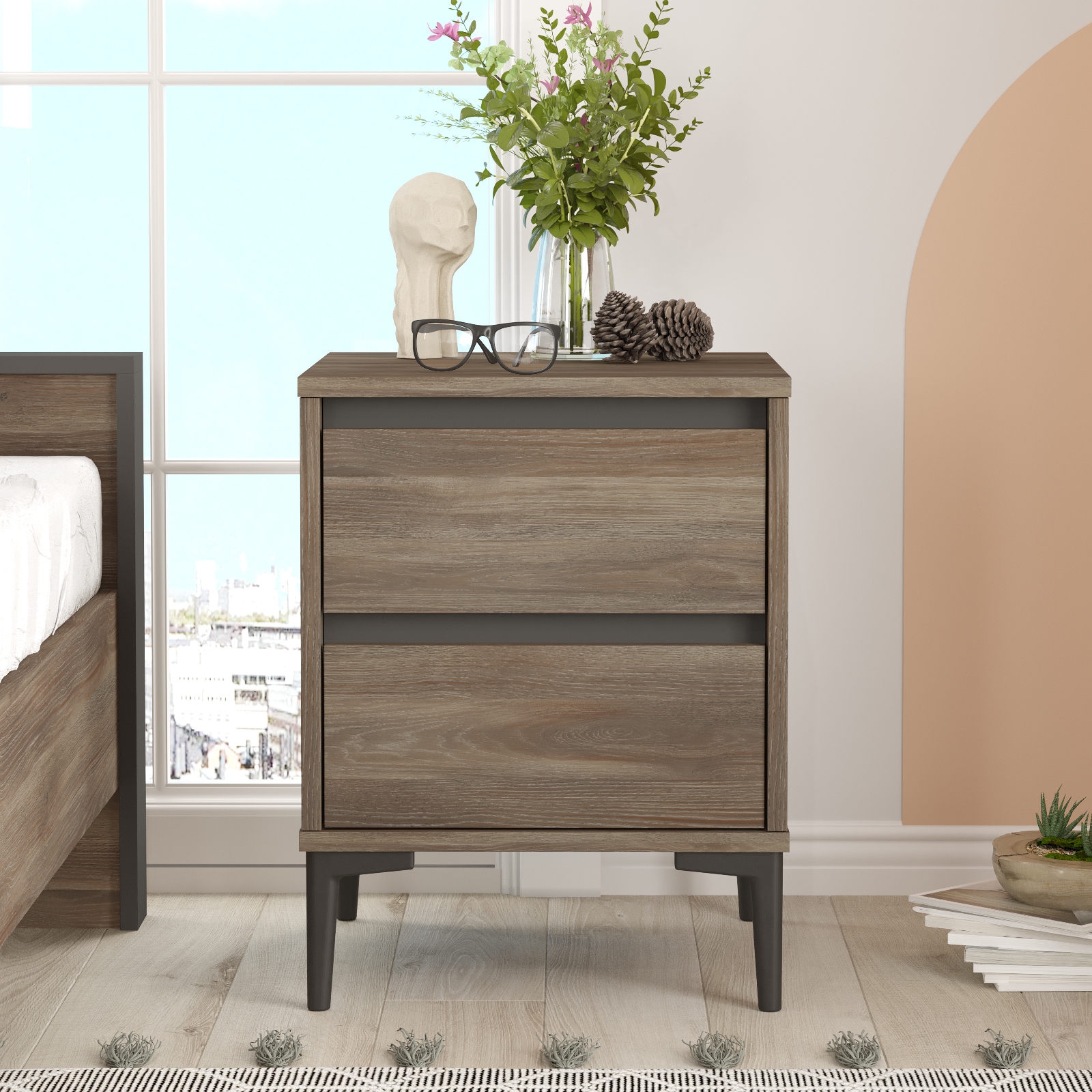 Aristo Nachttisch - Braun/Anthrazit