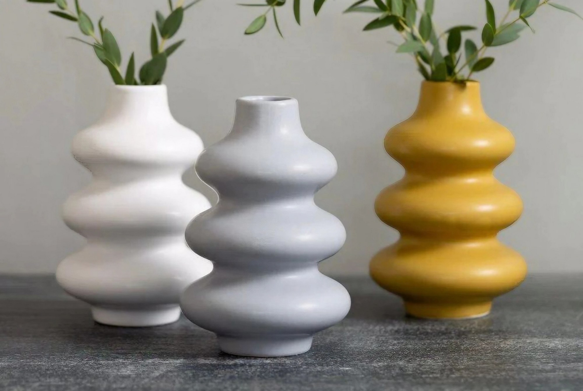 Striga-Vase - Weiß/Grau/Gelb Striga-Vase - Weiß/Grau/Gelb