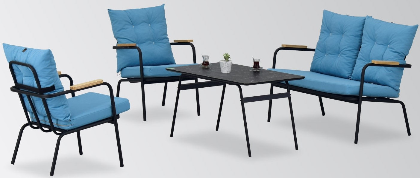 Bremen Gartenm�bel - Blau/Schwarz + M�belreinigung