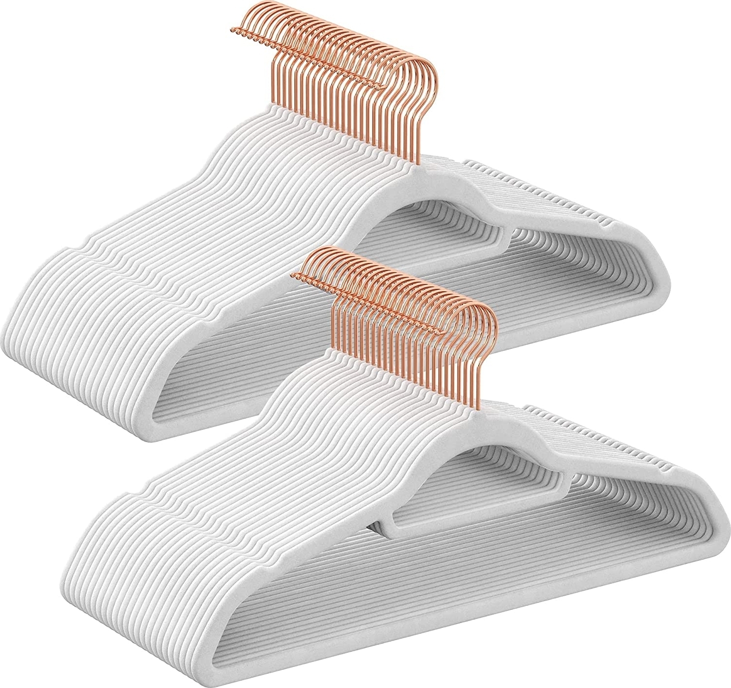 Kleiderb�gel, Samt, 43,5 cm, 50er-Pack - Wei�/Rosa