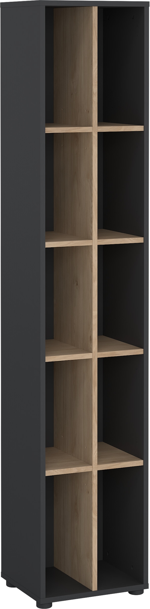 Schilder-Bücherregal mit Trennwänden - Mattgrau/Hickory Schilder-Bücherregal mit Trennwänden - Mattgrau/Hickory