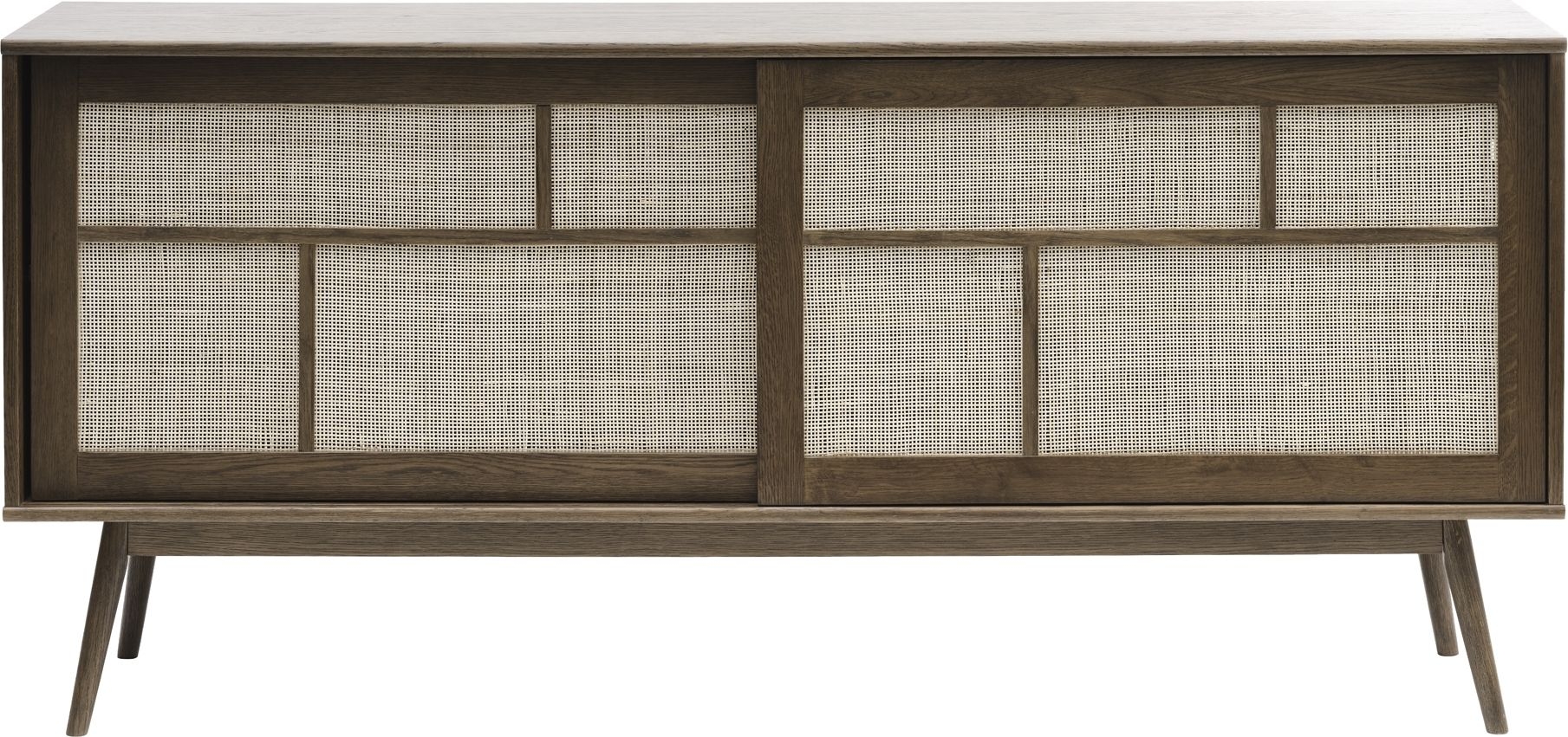Yuma-Sideboard aus ger�ucherter Eiche mit Rattandetails und Schiebet�ren