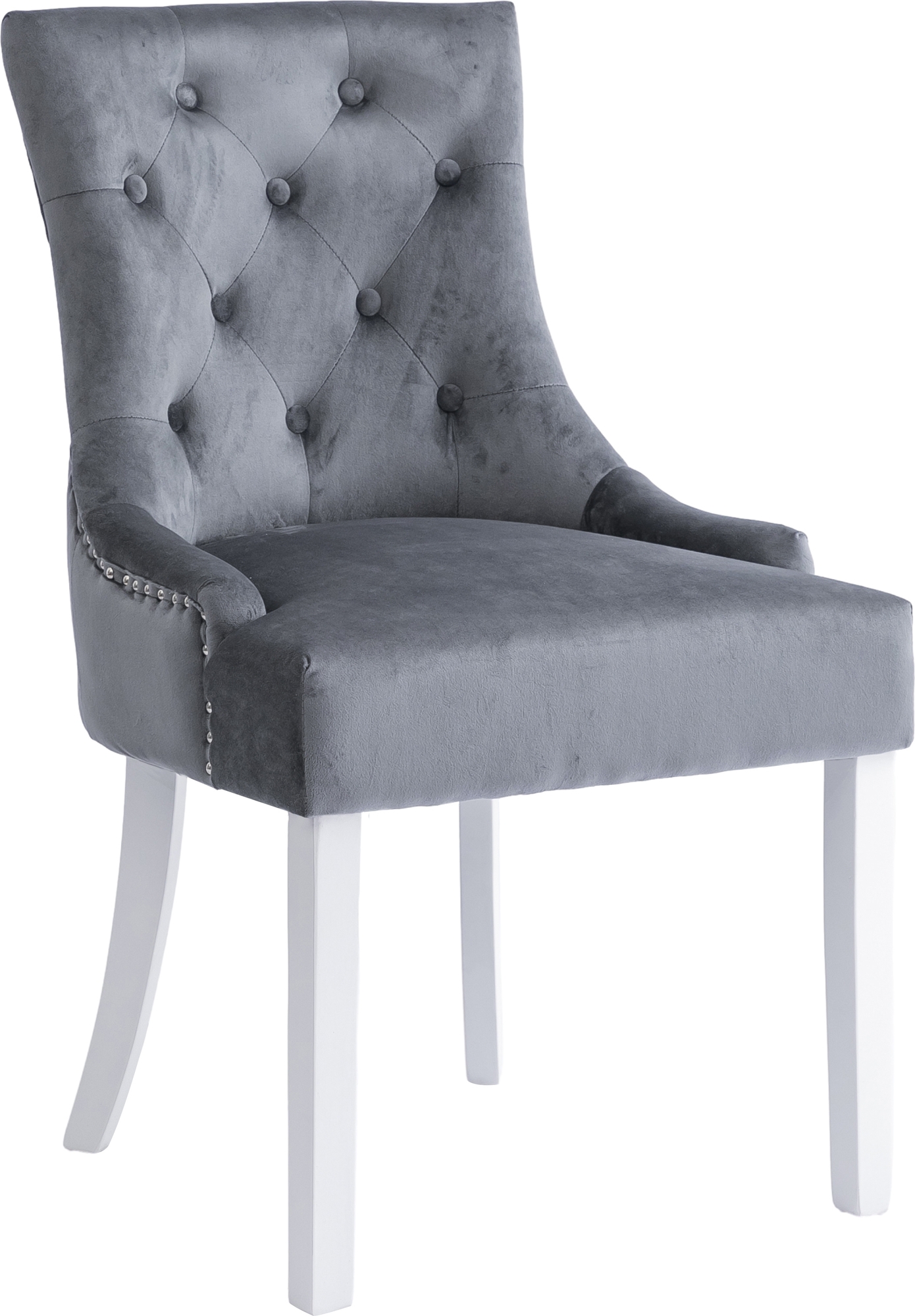 Tuva Decotique Stuhl (Handgriff an der R�ckenlehne) - grauer Samt + M�belf��e