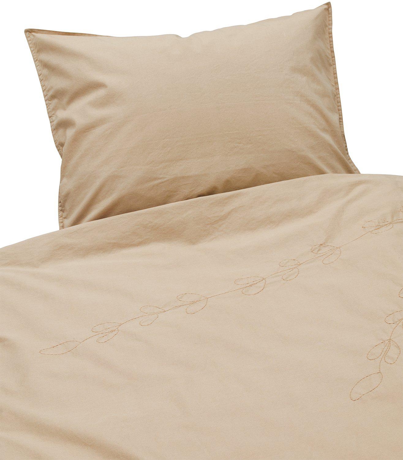 Amie-Stickerei-Bettgarnitur 150 x 210 cm - Eiskaffee