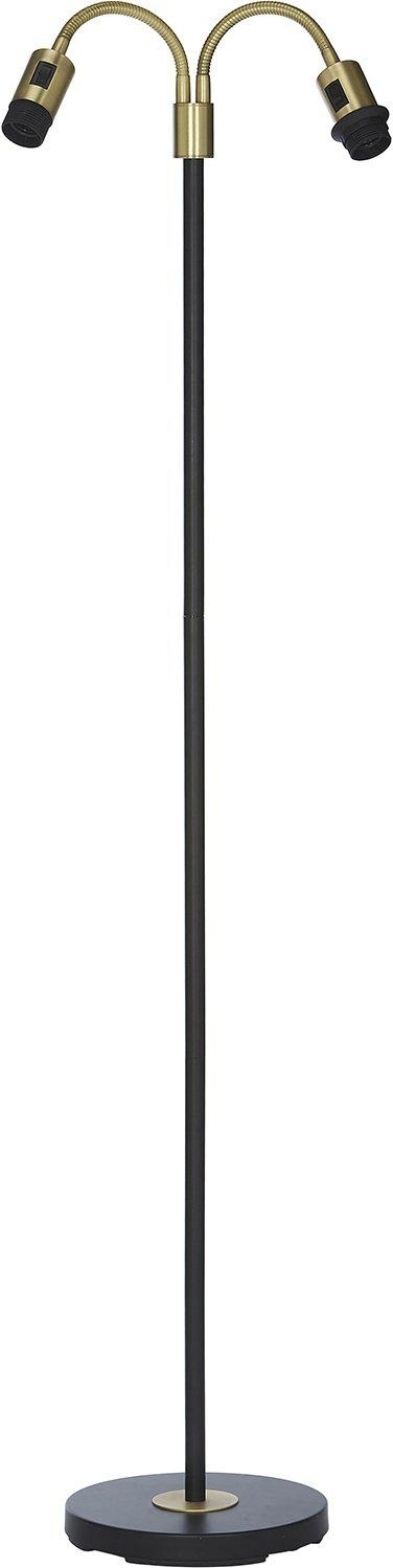 Amy zweiarmige Stehleuchte - Schwarz/Messing - 150 cm