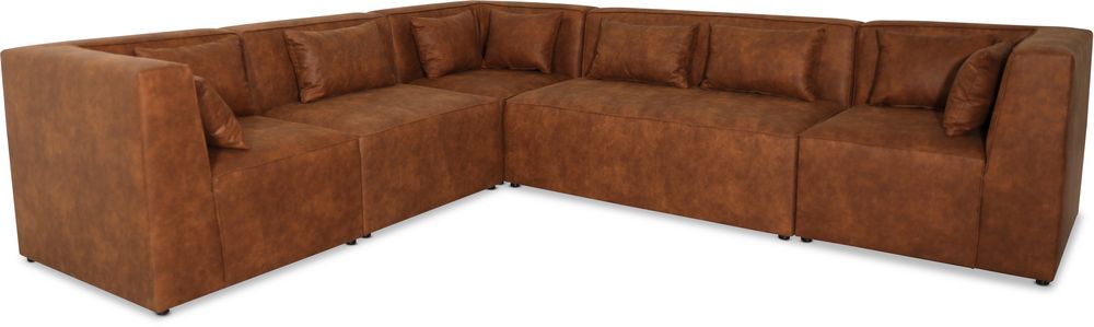 Modular aufbaubares Ecksofa - Cognac