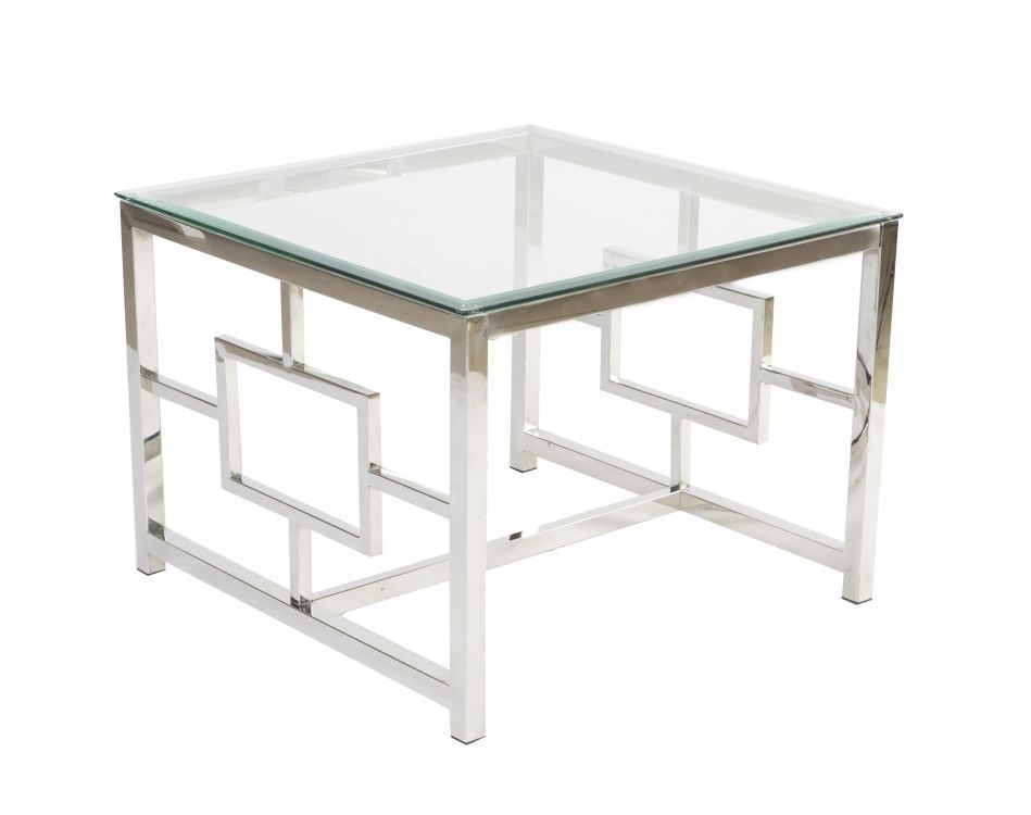 Padova Couchtisch 70 cm - Chrom/Glas