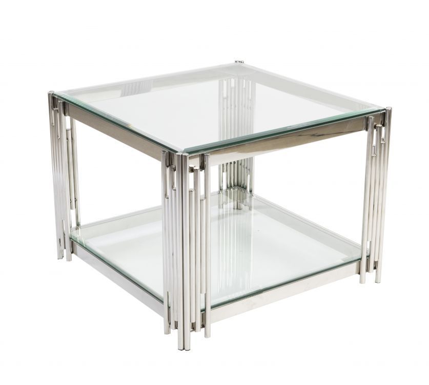 Prato Couchtisch 70 cm - Chrom/Glas