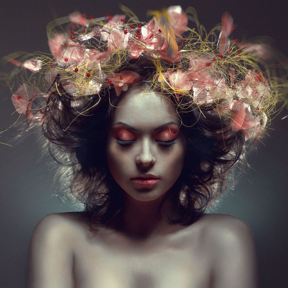 Glasbild Flower wreath