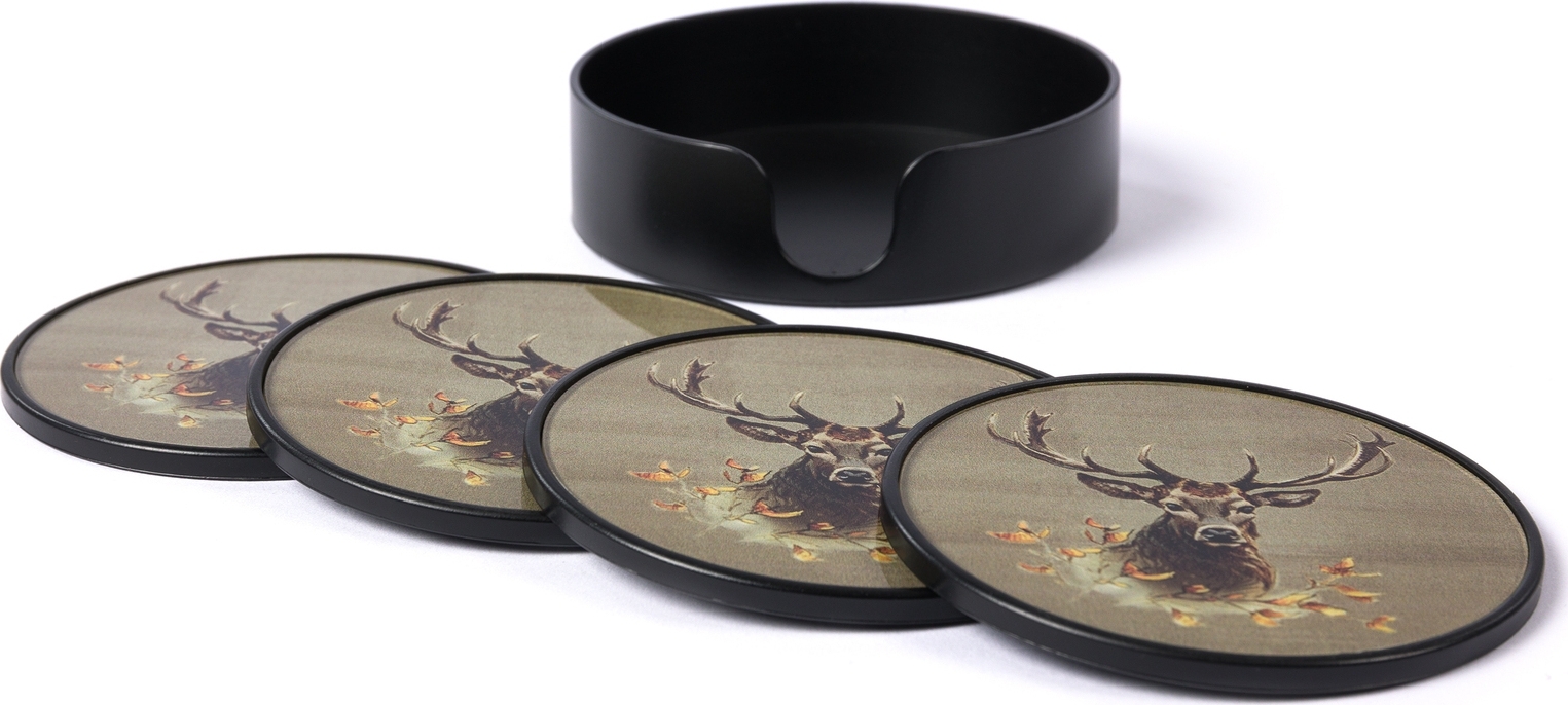 H�dneb� Getr�nkeuntersetzer mit Hirschmotiv - 4er-Pack