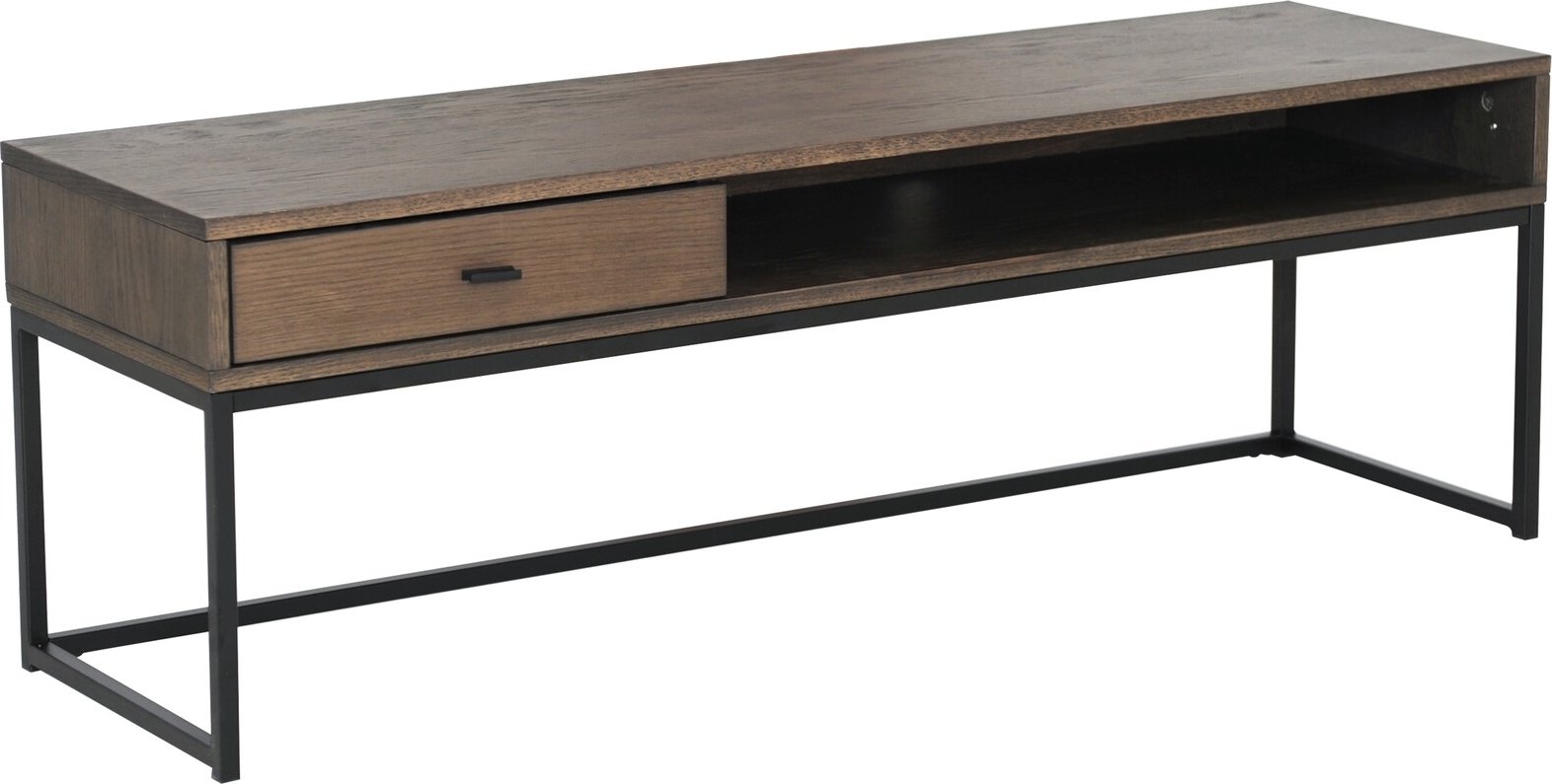 Regal-Medienbank - Braun lackiertes Eichenfurnier