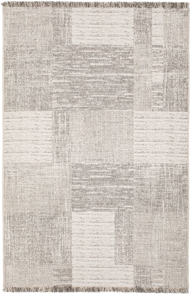 Flachgewebter Teppich Granat - Creme/Grau