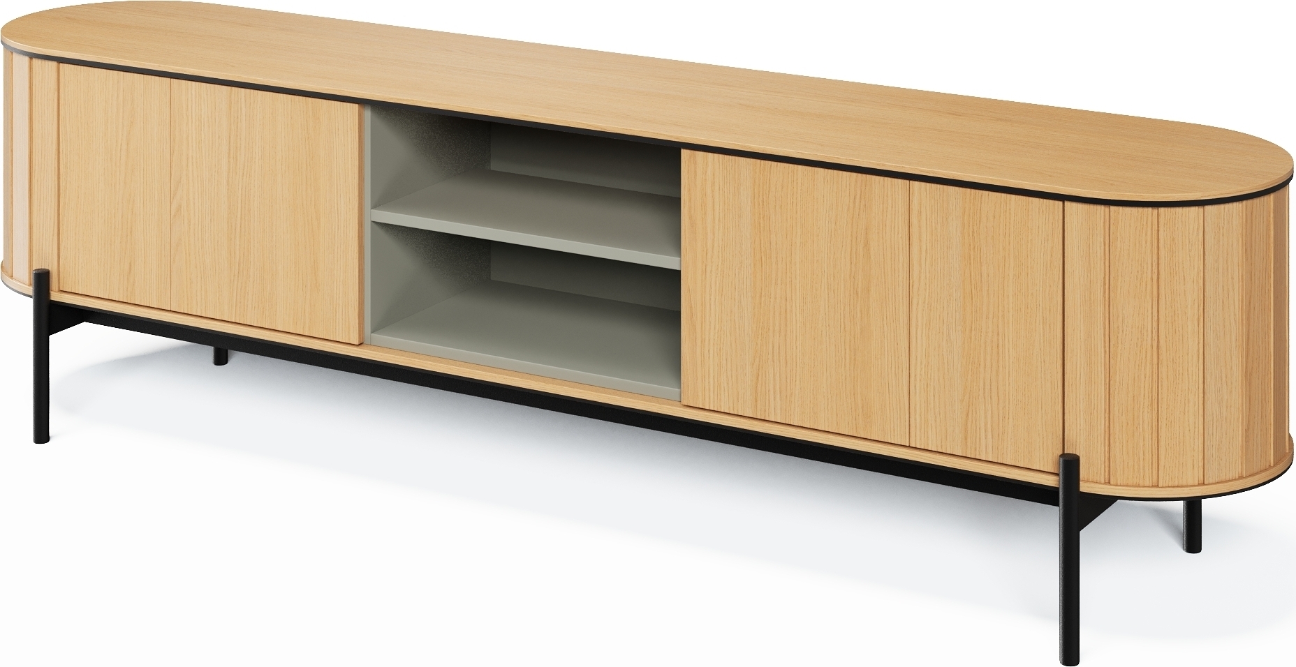 Medienbank 200 cm - Vicenza Eiche/Schwarz Medienbank 200 cm - Vicenza Eiche/Schwarz