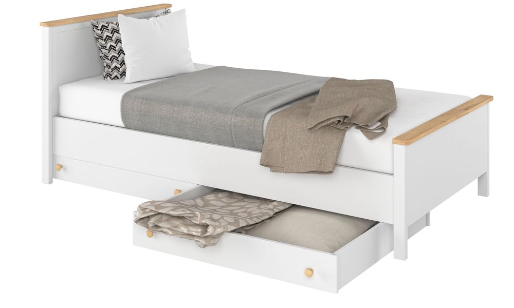 Bett Eldon 100x200 cm - Wei�/Eiche