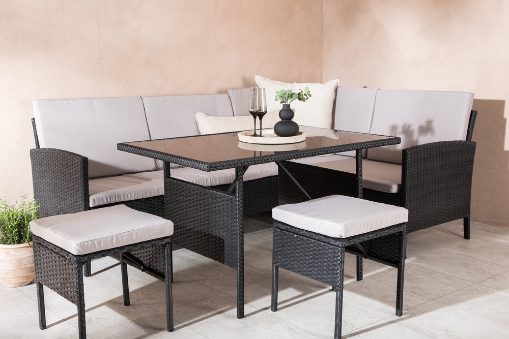 Ecksofagruppe Knock - Schwarz/Grau