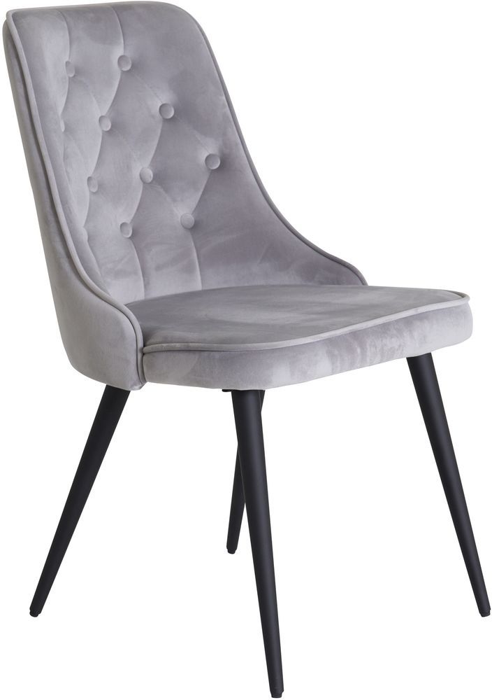 Zeus Esszimmerstuhl - Schwarz / Hellgrauer Samt