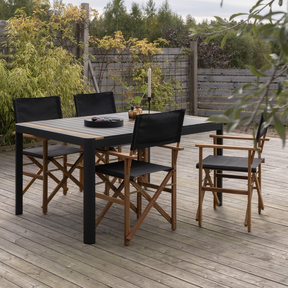 Togo Outdoor-Essgruppe mit 4 Marion-St�hlen - Schwarz/Teak
