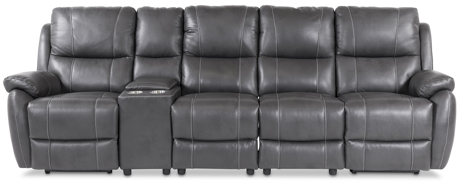 Enjoy Hollywood-Liegesofa - 4-Sitzer (elektrisch) in grauem Kunstleder (Modell H) Enjoy Hollywood-Liegesofa - 4-Sitzer (elektrisch) in grauem Kunstleder (Modell H)