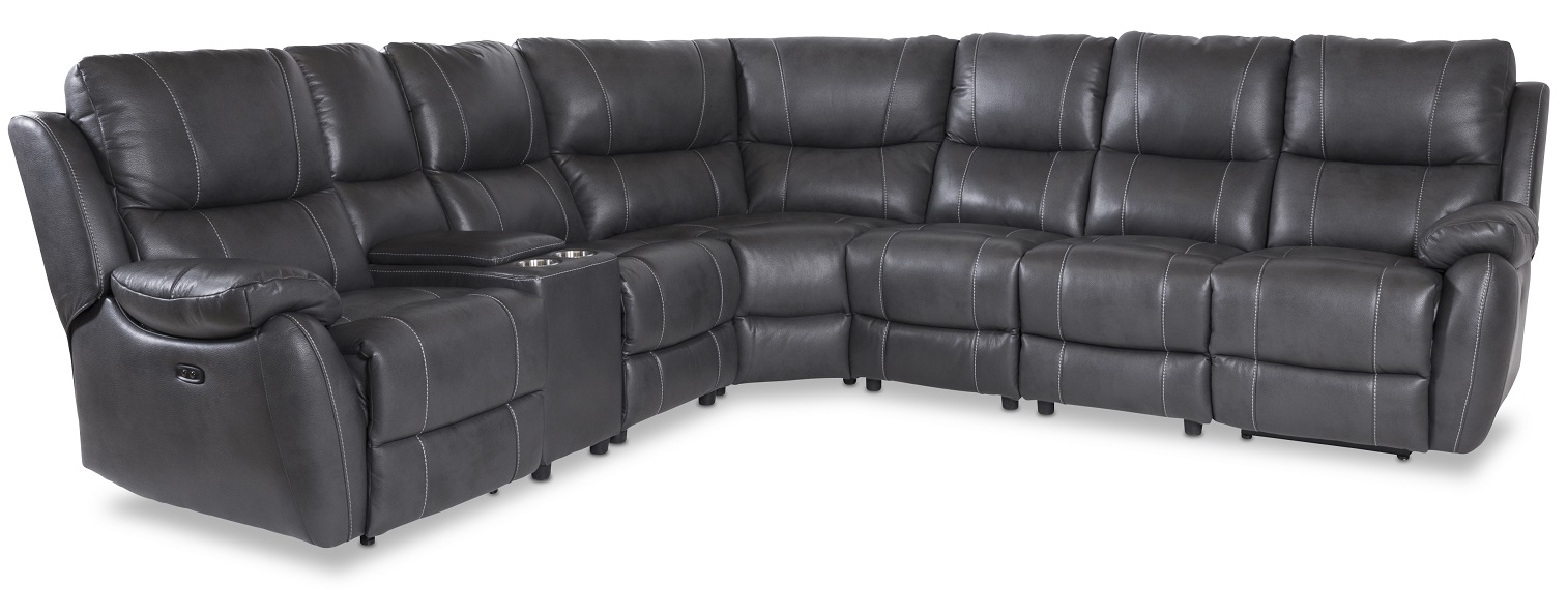 Enjoy Liege-Ecksofa - 6-Sitzer (elektrisch) in grauem Kunstleder (Modell H) Enjoy Liege-Ecksofa - 6-Sitzer (elektrisch) in grauem Kunstleder (Modell H)